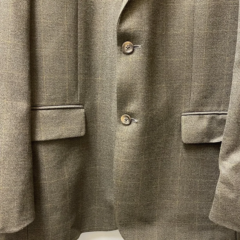 Oscar de la Renta Blazer Brown Plaid Check Soft Lambs Wool Sport Coat Jacket 42L